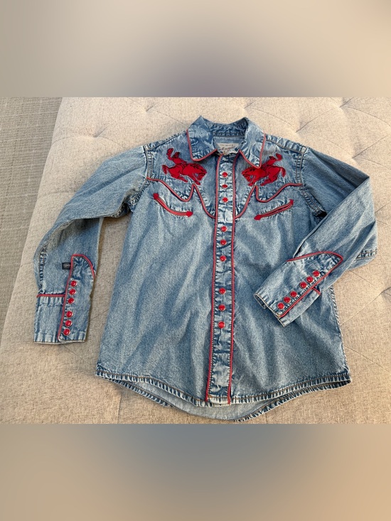 Rockmount Ranch Wear Other - EUC TRU-WEST ROCKMOUNT RANCH WEAR GIRLS DENIM SNAP WESTERN BUTTON DOWN SHIRT